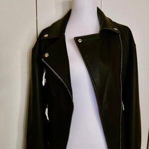 black faux leather jacket